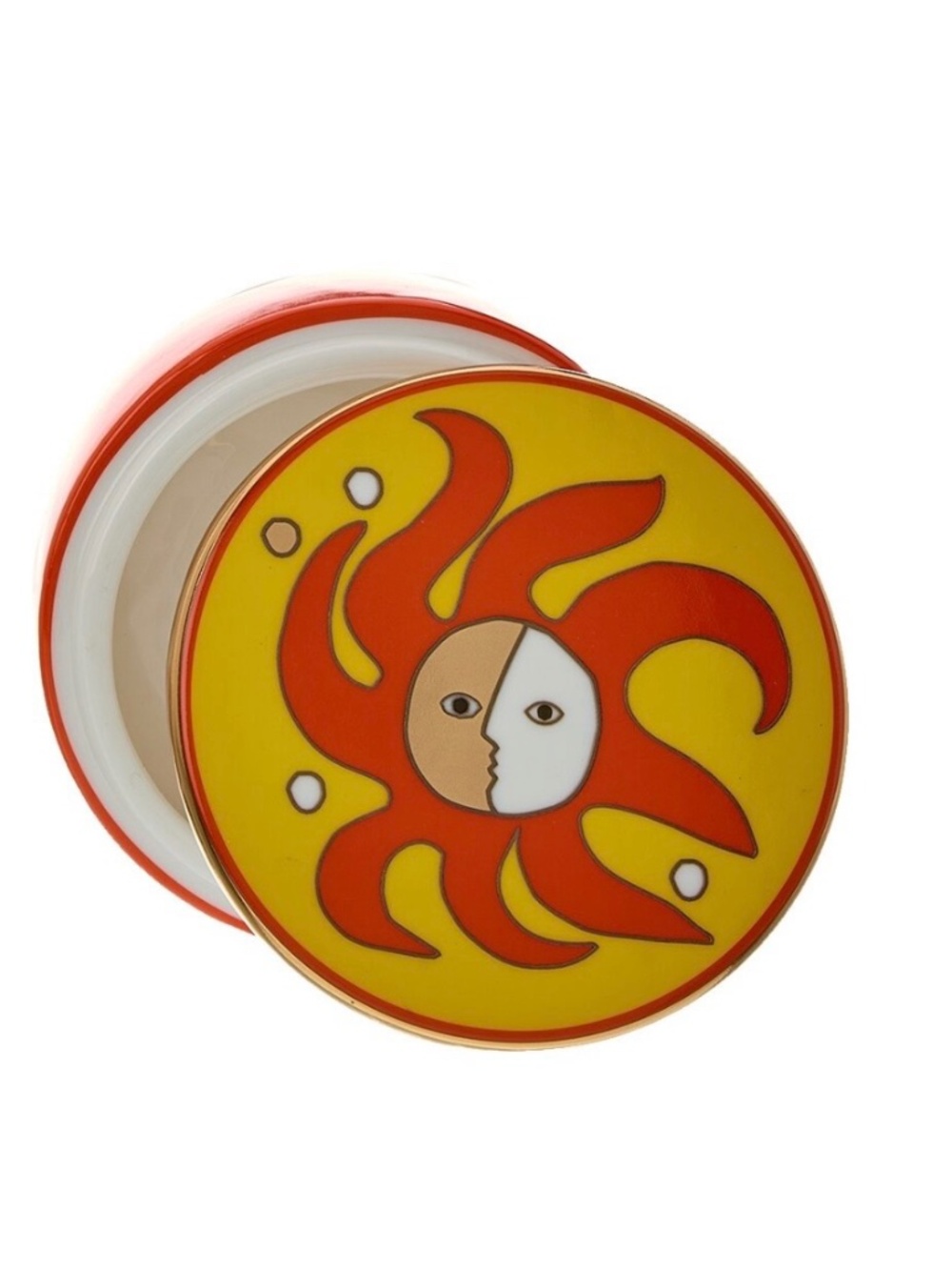 New Jonathan Adler Playa Round Box Sun Motif w/Real Gold Accents